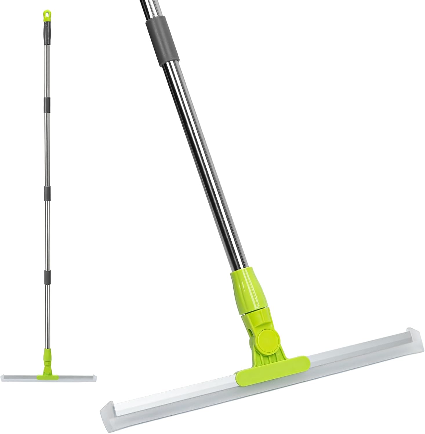 Floor Squeegee with 59" Long Handle, Squeegee Broom for Floor with 180° Rotating Head, Silicone Magic Broom for Garage Deck Patio Bathroom Kitchen