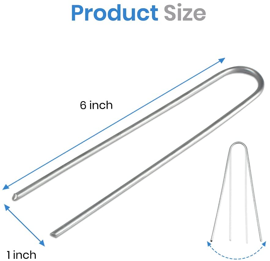 6 Inch Galvanized Garden Stakes Landscape Staples,Garden Staples Heavy-Duty Sod Pins Anti-Rust Fence Stakes 150 Pack