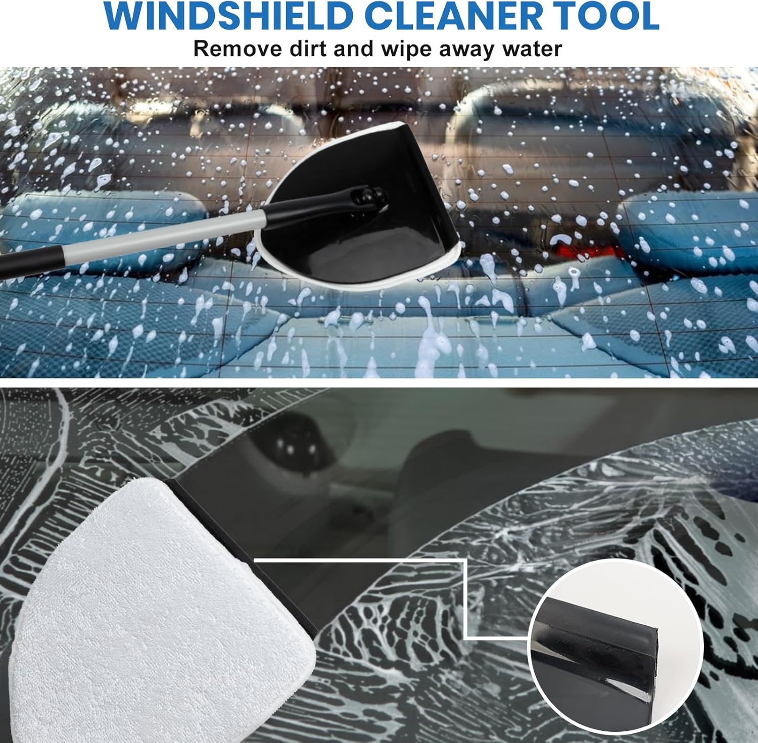 Car Wash Kit with Bucket Portable Car Detailing Kit with Foldable Bucket, Chenille Wash Mitt, Tire Dressing Applicator Pad, Car Window Cleaning Tool with 2 Replacement Pads