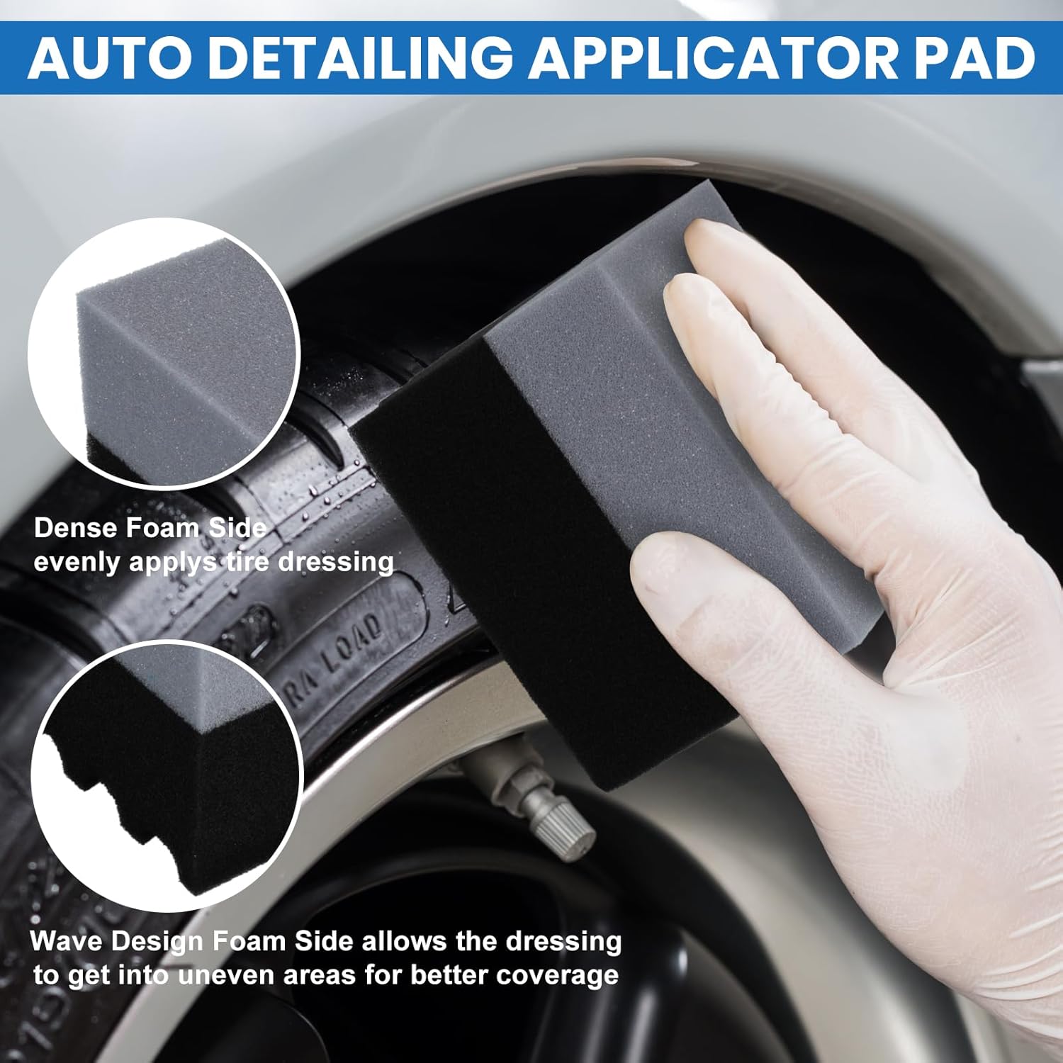 Car Wash Kit with Bucket Portable Car Detailing Kit with Foldable Bucket, Chenille Wash Mitt, Tire Dressing Applicator Pad, Car Window Cleaning Tool with 2 Replacement Pads