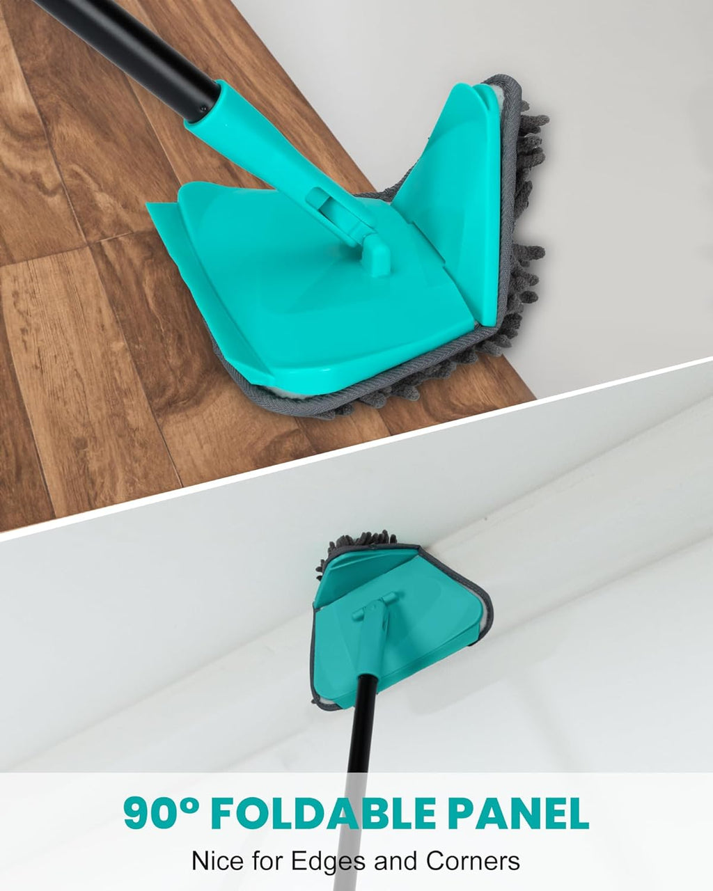 Wall Mop with 80" Long Handle Baseboard Cleaner Tool with 6 Replacement Microfiber Chenille Pads 360° rotatable Wall Cleaner Mop for Ceiling Window Floor