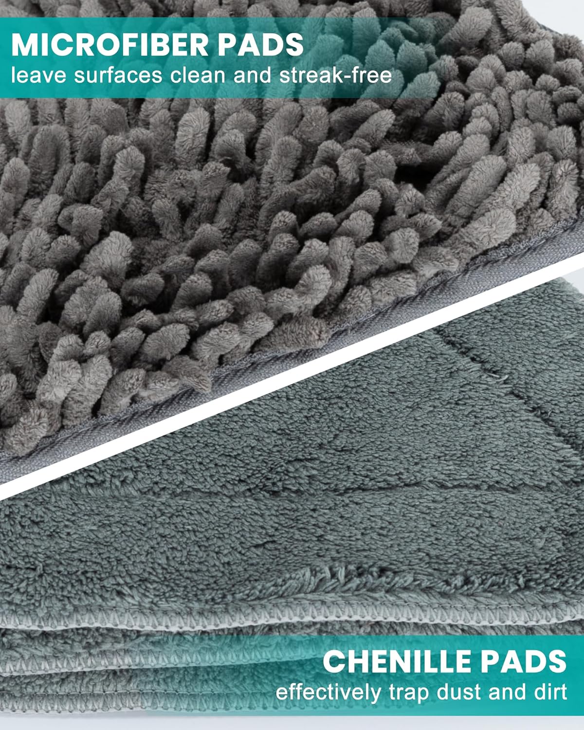 Wall Mop with 80" Long Handle Baseboard Cleaner Tool with 6 Replacement Microfiber Chenille Pads 360° rotatable Wall Cleaner Mop for Ceiling Window Floor