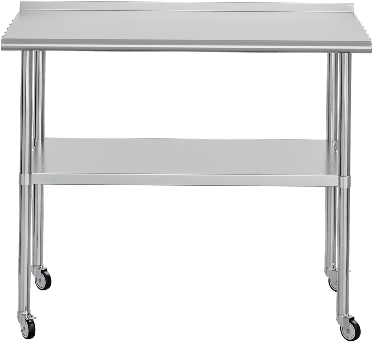 Stainless Steel Table for Prep & Work 24x48 with Backsplash,Wheels,Hooks - Adjustable Height,Work Tables with Undershelf, Easy Assembly, Ideal for Kitchen, Restaurant, Hotel, Home