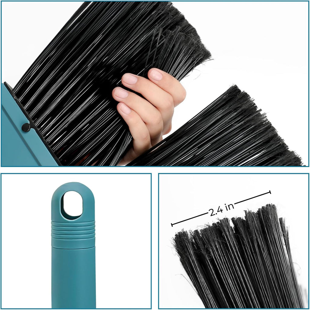 Long Stiff Bristle Brooms for Sweeping Indoors, Angle Brooms with 58" Long Handles Heavy Duty Soft Bristle Brooms, Kitchen Brooms for Shop Office Lobby