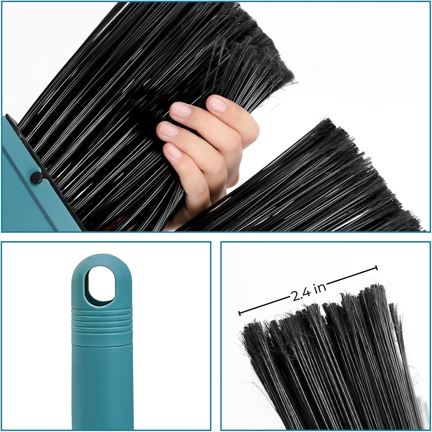 Long Stiff Bristle Brooms for Sweeping Indoors, Angle Brooms with 58" Long Handles Heavy Duty Soft Bristle Brooms, Kitchen Brooms for Shop Office Lobby