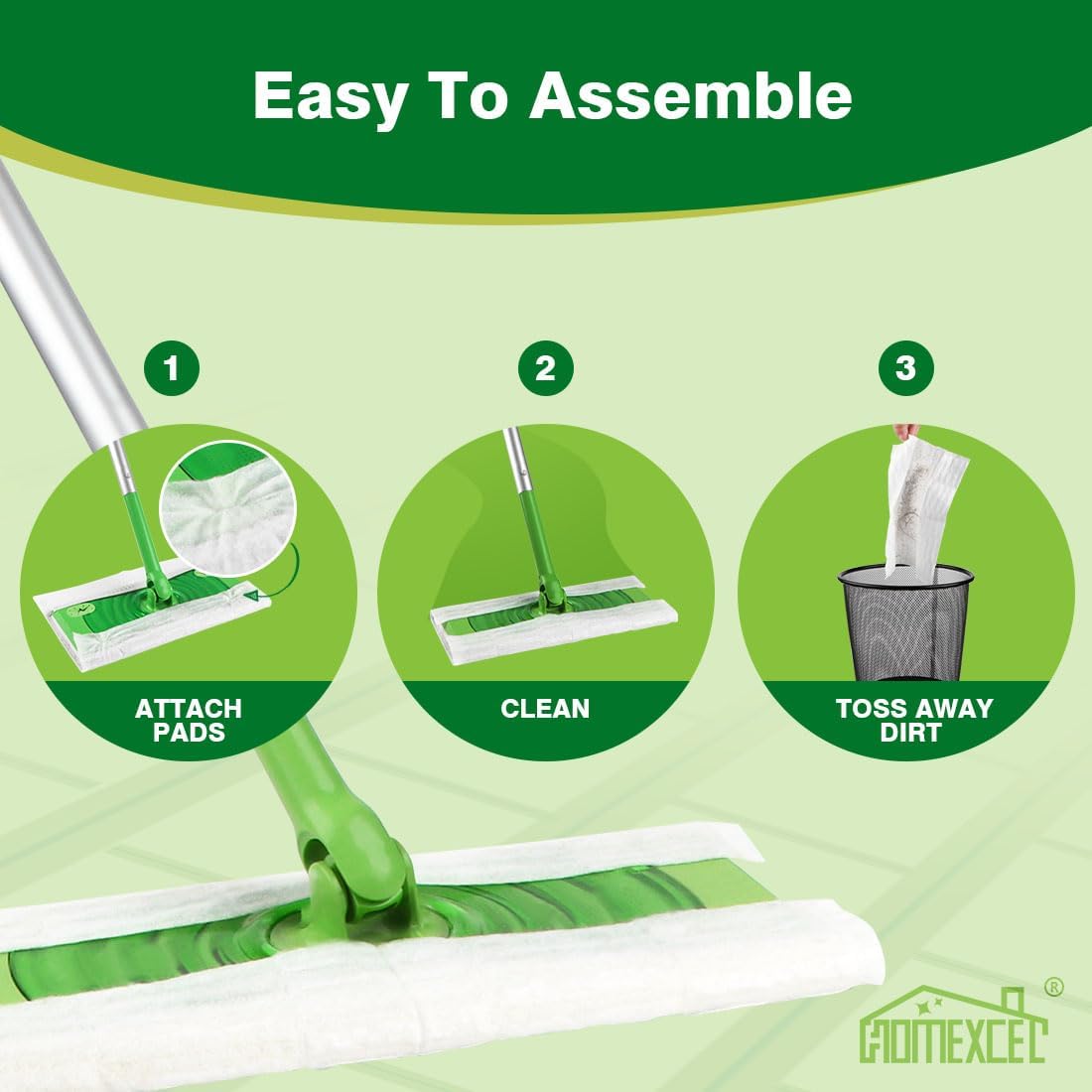 TREELEN Dry Sweeping Cloths Pads Compatible with Swiffer Sweeper- Disposable Duster Refills Mop Pads for Floor Mopping and Cleaning, 64 Count