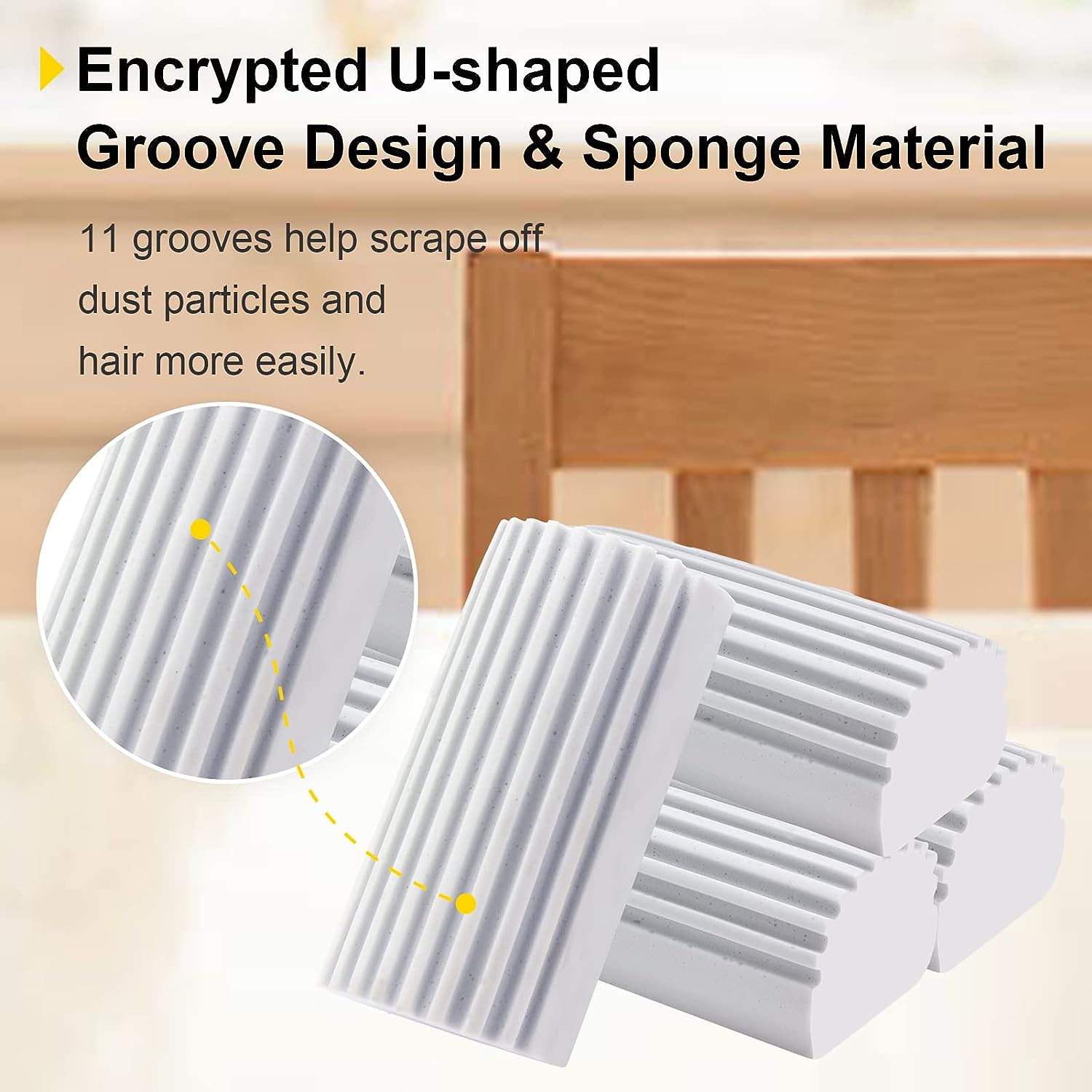 4-Pack Damp Clean Duster Sponge, Sponge Cleaning Brush, Duster for Cleaning Blinds, Glass, Baseboards, Vents, Railings, Mirrors,Window Track Grooves and Faucets