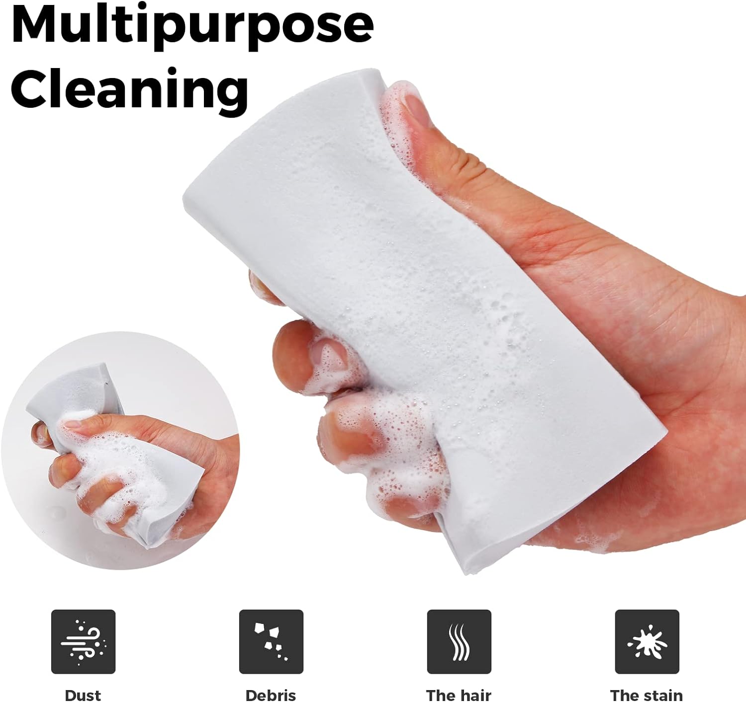 4-Pack Damp Clean Duster Sponge, Sponge Cleaning Brush, Duster for Cleaning Blinds, Glass, Baseboards, Vents, Railings, Mirrors,Window Track Grooves and Faucets