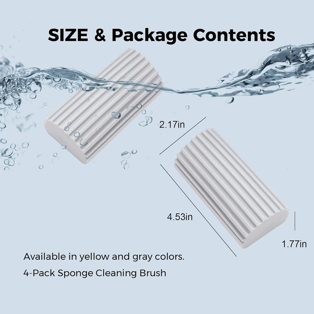 4-Pack Damp Clean Duster Sponge, Sponge Cleaning Brush, Duster for Cleaning Blinds, Glass, Baseboards, Vents, Railings, Mirrors,Window Track Grooves and Faucets
