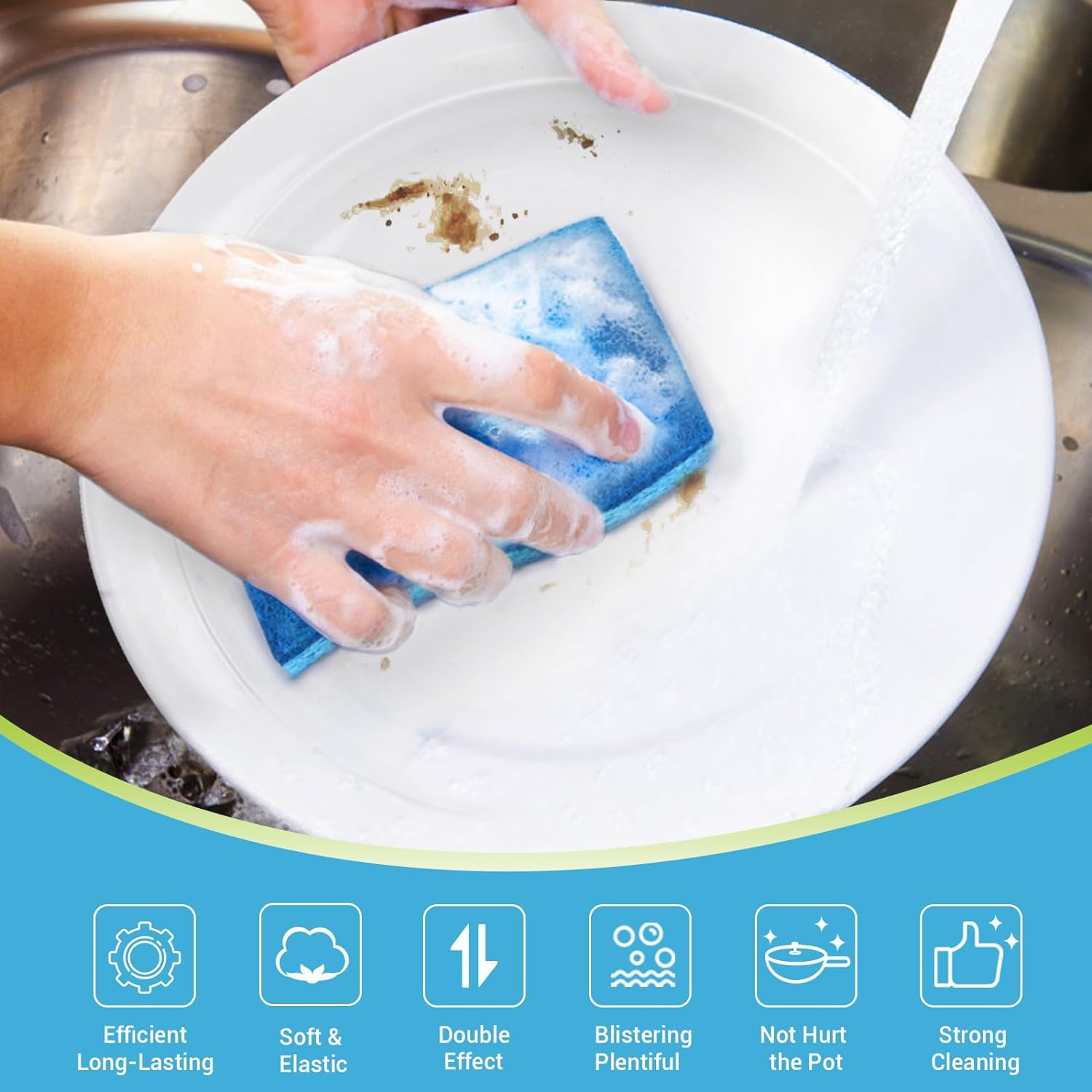 Brite Non-Scratch Scrub Sponge-24Count, Sponges for Dishes, Sponges Kitchen, Cleaning Sponge, Cleans Fast Without Scratching, Stands Up to Stuck-on Grime, Cleaning Power for Everyday Jobs