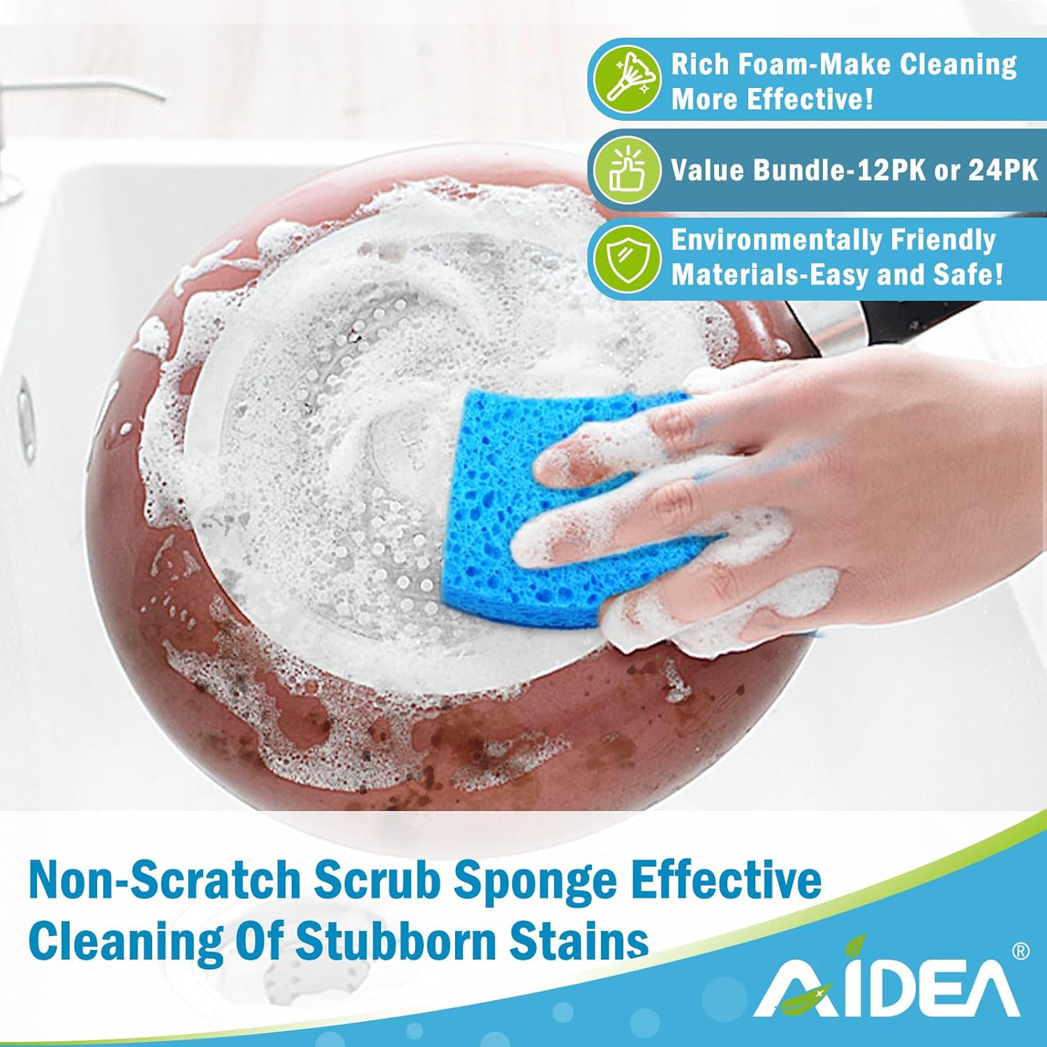 Brite Non-Scratch Scrub Sponge-24Count, Sponges for Dishes, Sponges Kitchen, Cleaning Sponge, Cleans Fast Without Scratching, Stands Up to Stuck-on Grime, Cleaning Power for Everyday Jobs