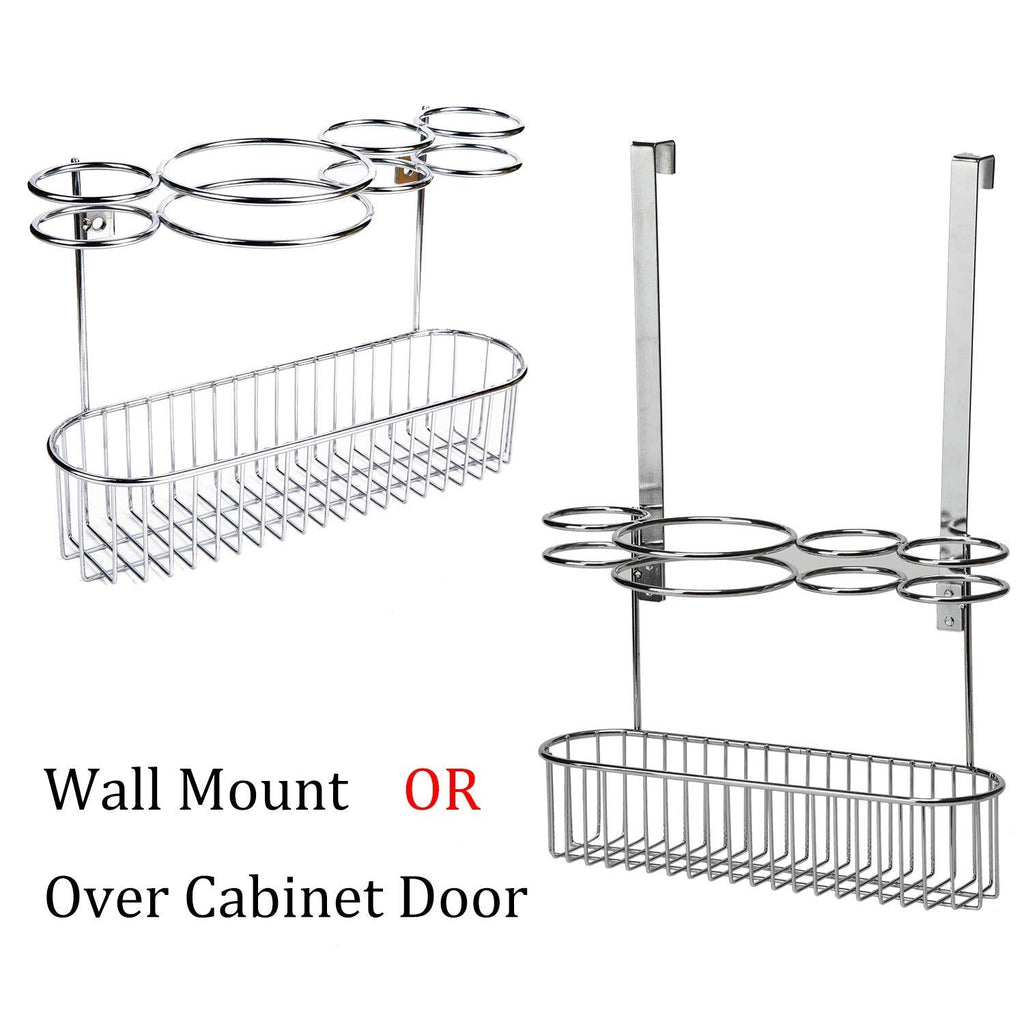 Hair Dryer Holder Shelf,Wall Mount &Over Cabinet Door Hair Care & Styling Tool, Hot Styling Tool Organizer Storage Organizer Rack for Hair Dryer, Flat Iron, Curling Wand, Hair Straighteners, Brushes