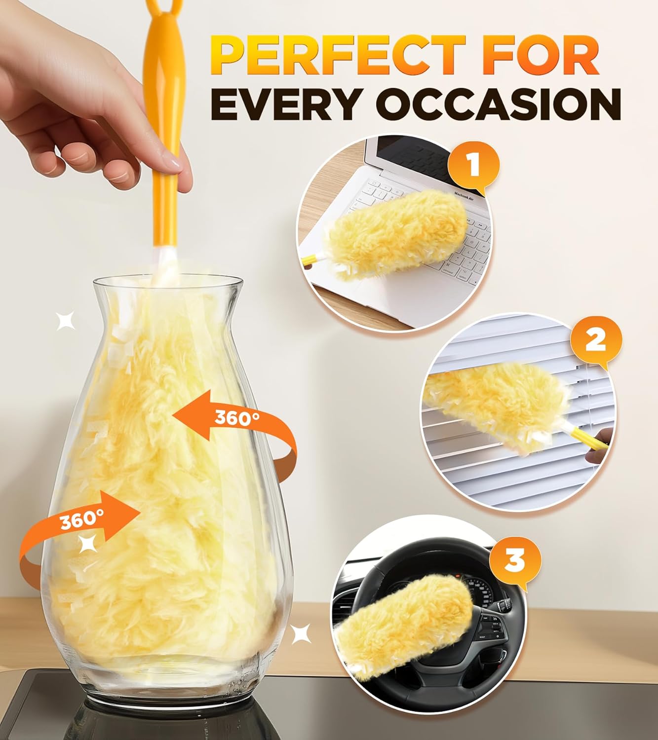 30 Count Heavy Duty Duster Refills for Swiffer Duster, Multisurface 360° Larger Size Dusters with 4X Microfibers, Unscented Disposable Dusters for Cleaning Home, Blinds, Fans, Corners (Only Duster)