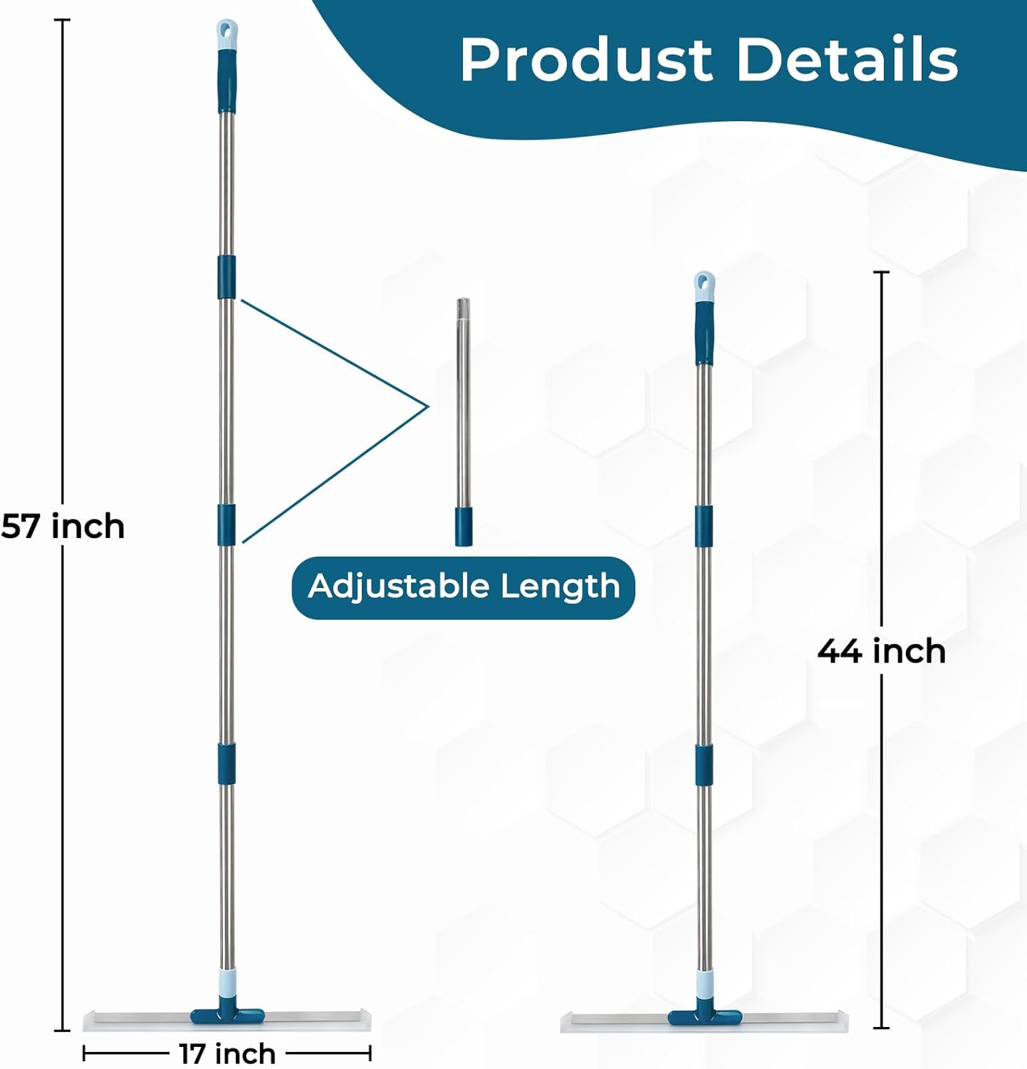 Floor Squeegee for Concrete Floor, Tile Floor, 17" Garage & Shower Rubber Floor Squeegee Broom for Removing Water or Foam