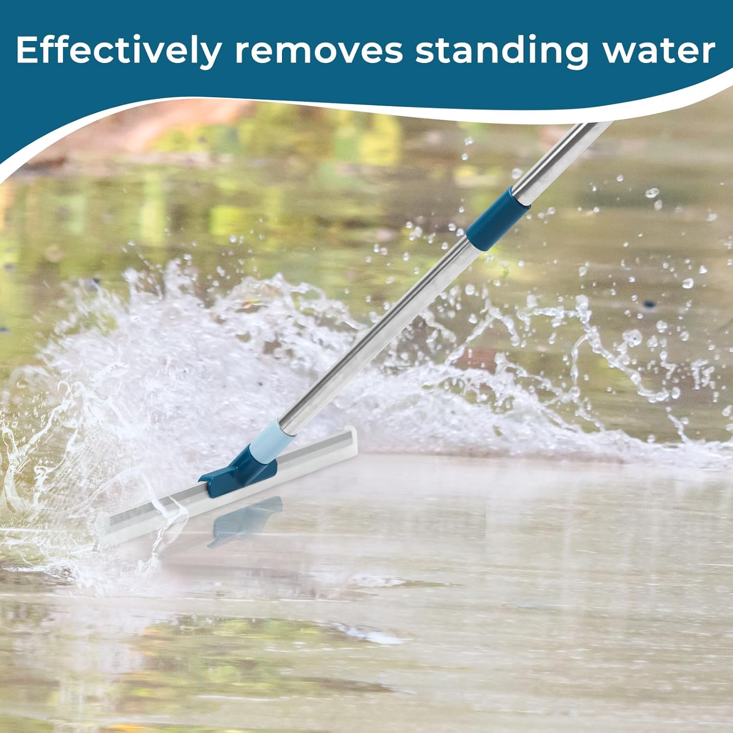 Floor Squeegee for Concrete Floor, Tile Floor, 17" Garage & Shower Rubber Floor Squeegee Broom for Removing Water or Foam