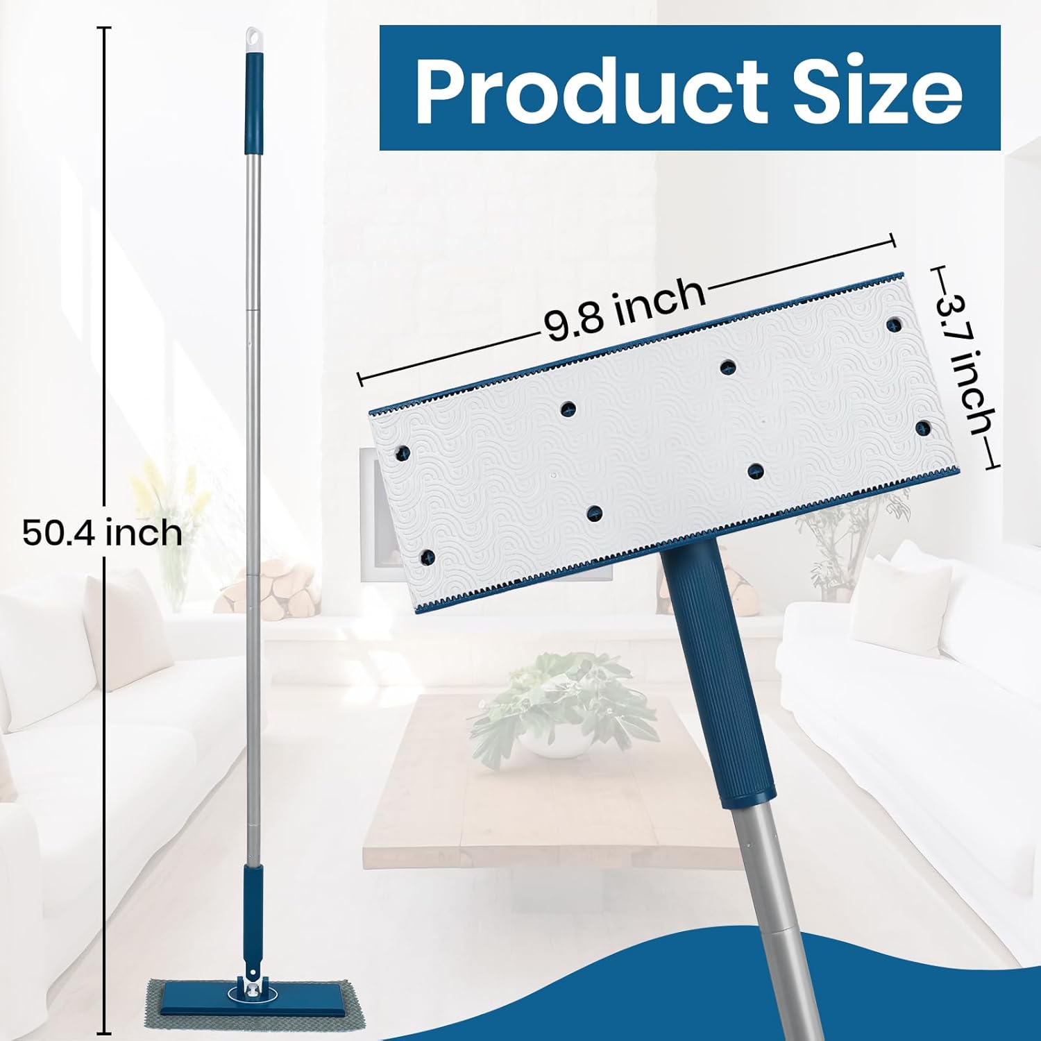 Sweeper Mop Kit Compatible with Swiffer Pads, Small Flat Mop with 2 Reusable Mop Cloths for Hardwood Kitchen Bathroom Pet Hair