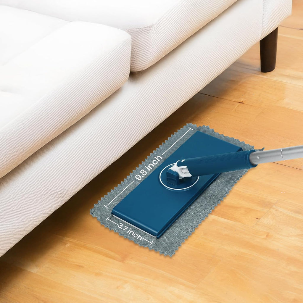 Sweeper Mop Kit Compatible with Swiffer Pads, Small Flat Mop with 2 Reusable Mop Cloths for Hardwood Kitchen Bathroom Pet Hair