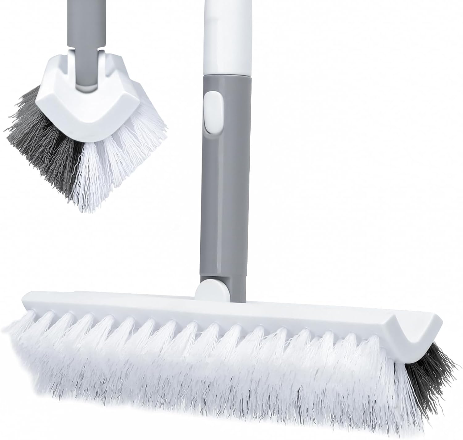 Grout Scrub Brush with Long Handle 57" Double-Sided Floor Scrub Brush V-Shape Grout Cleaning Brush for Tile Floors, Baseboards, Wall, Corners and Deck