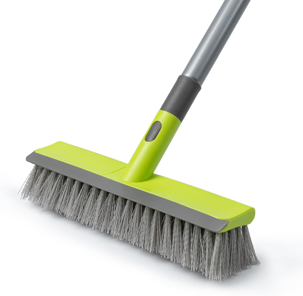 Floor Scrubber Brush, 2 in 1 Scrape and Stiff Bristle Deck Scrubber Brush for Cleaning Concrete, Patio, Garage, Kitchen, Carpet and Bathroom