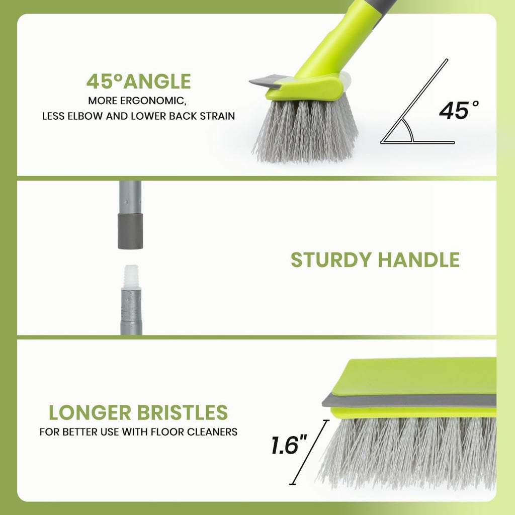Floor Scrubber Brush, 2 in 1 Scrape and Stiff Bristle Deck Scrubber Brush for Cleaning Concrete, Patio, Garage, Kitchen, Carpet and Bathroom