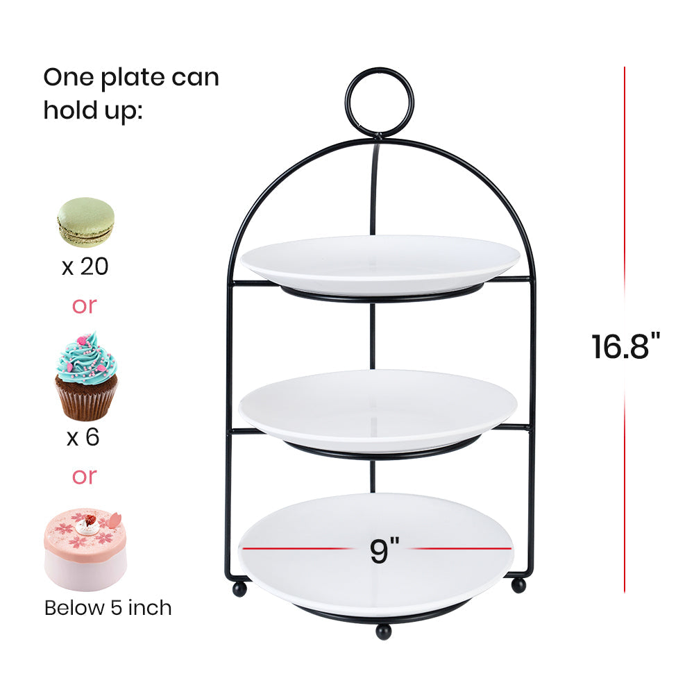 Cupcake Stand 3 Tiered Cake Dessert Fruit Cookies Appetizer Display Stand for Dessert Table Tiered Serving Tray Stand with 3 Melamine Plates 9 inch Width