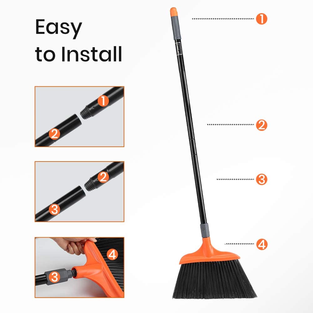 Heavy-Duty Broom, Long Handle Angle Broom for Garages, Courtyard, Sidewalks, Decks and Outdoor Surfaces, Perfect for Home Kitchen Room Office Floor