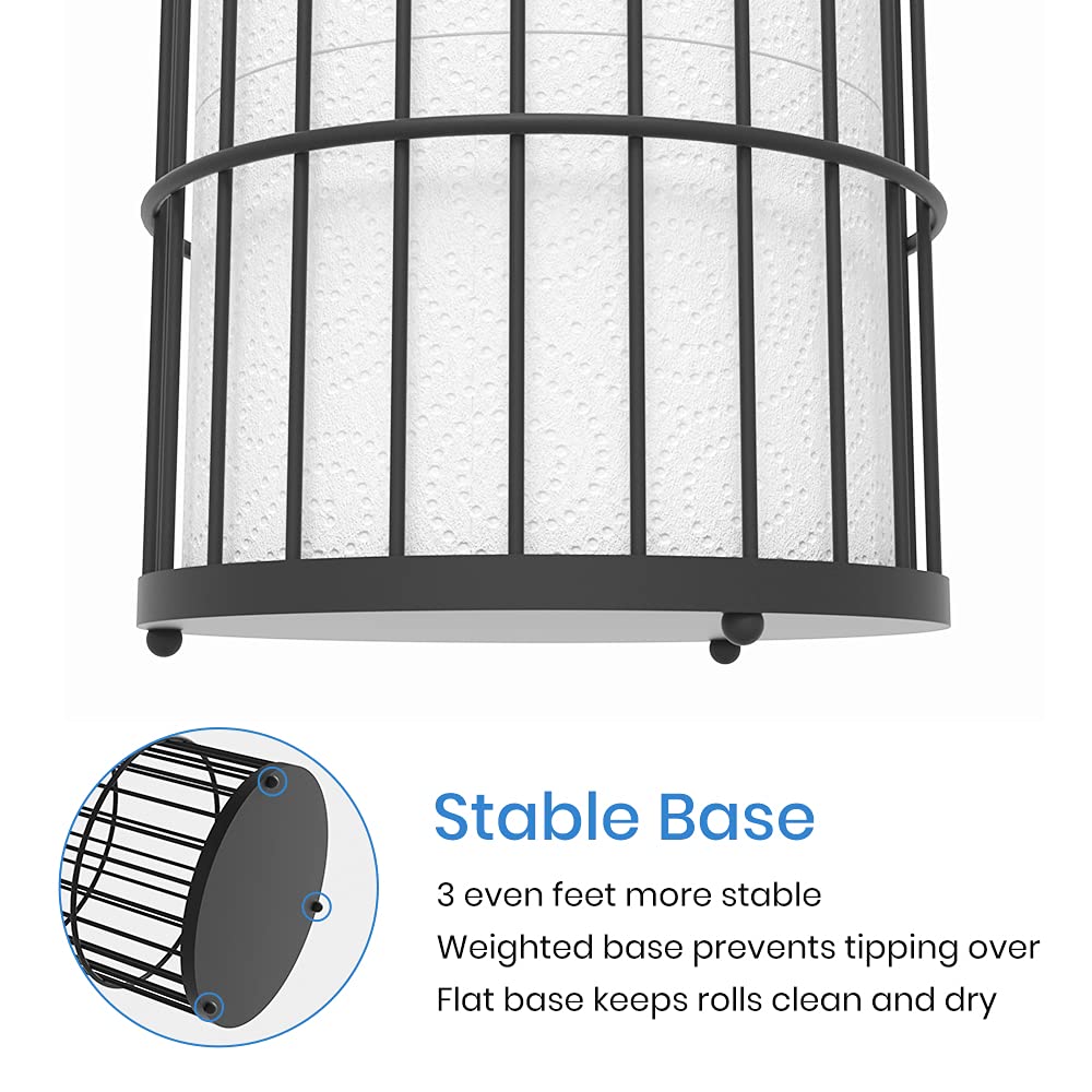 Toilet Paper Holder Stand Bathroom Toilet Paper Storage Tissue Roll Paper Reserve Holder for 3 Spare Mega Rolls-Black