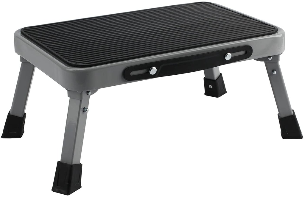 1-Step 330lbs Capacity Folding Metal Step Stool, Portable Step Ladder, Non-Slip, Sturdy