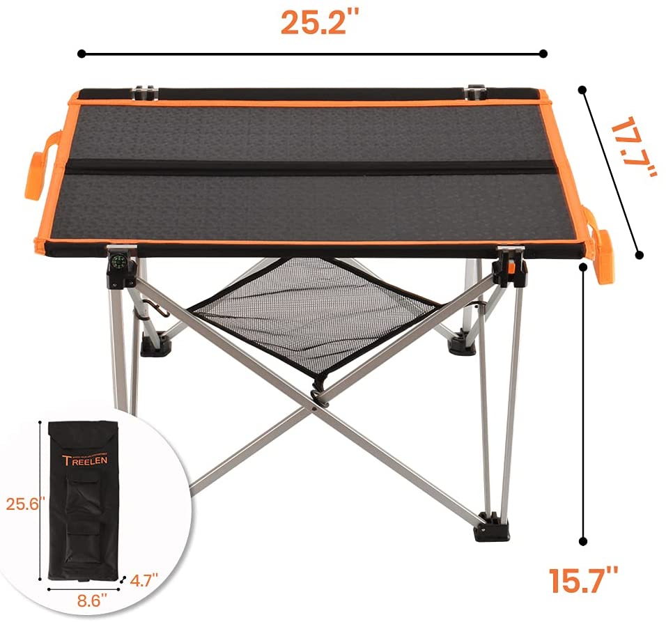 Folding Camping Table | Portable Solar Table with Storage Bag | Ultralight Folding Table for Outdoor, Picnic, Beach, BBQ, Hiking, Backpacking
