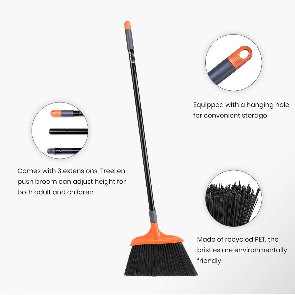 Heavy-Duty Broom, Long Handle Angle Broom for Garages, Courtyard, Sidewalks, Decks and Outdoor Surfaces, Perfect for Home Kitchen Room Office Floor