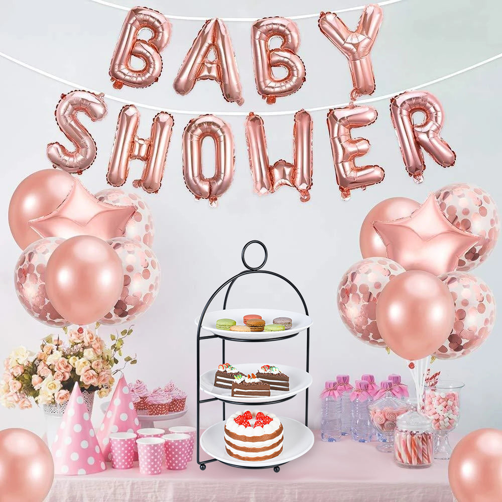 Cupcake Stand 3 Tiered Cake Dessert Fruit Cookies Appetizer Display Stand for Dessert Table Tiered Serving Tray Stand with 3 Melamine Plates 9 inch Width