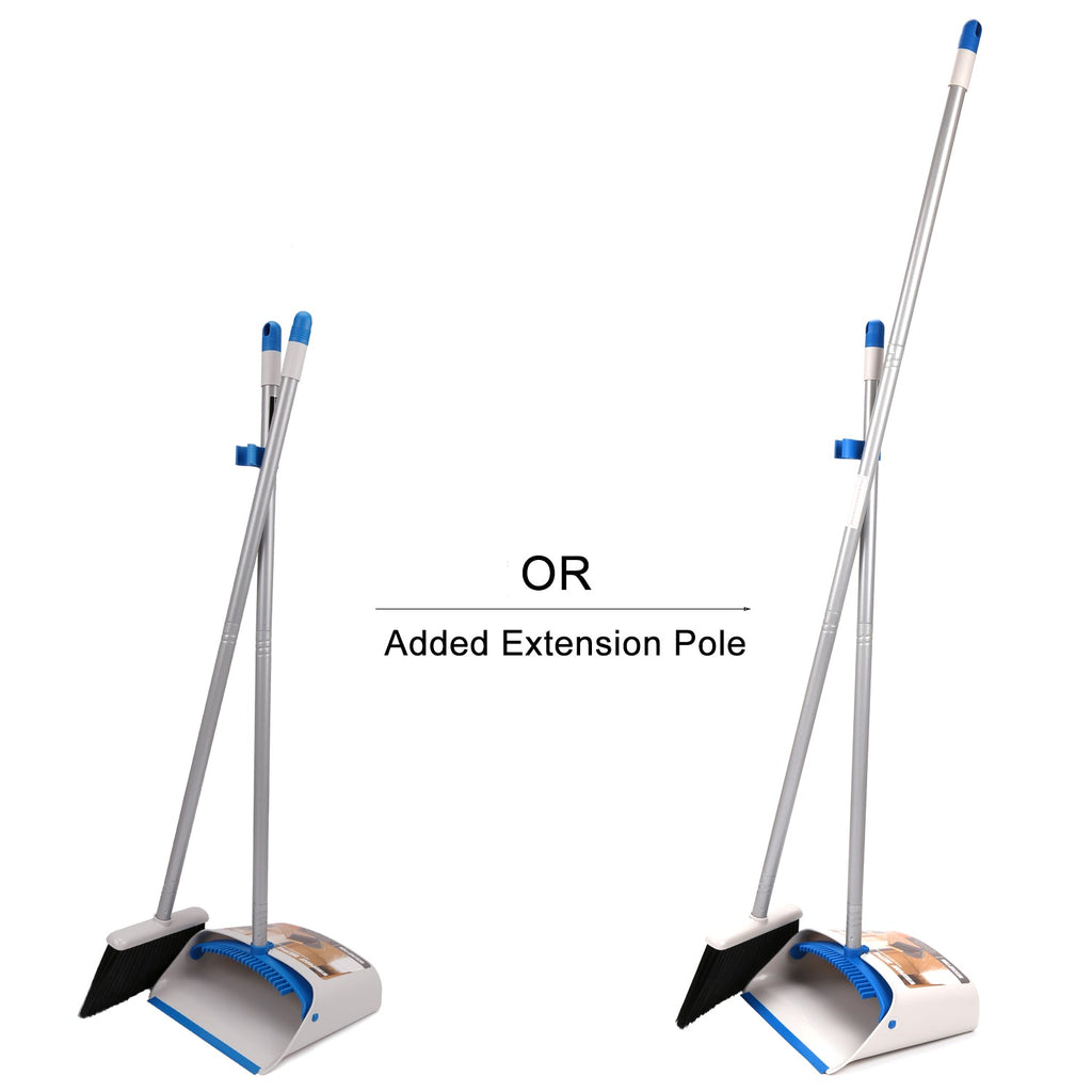 Broom and Dustpan Set, Sweep Set Upright Long Handle Stand Up & Store Indoor Outdoor for Home Kitchen