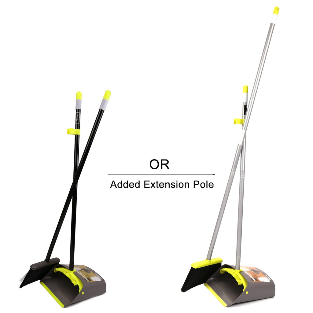 Broom and Dustpan＆Dust pan Set-Upright Broom and Dustpan Combo with Long Extendable Handle for Lobby Kitchen Room Floor Best Cleaning Supplies