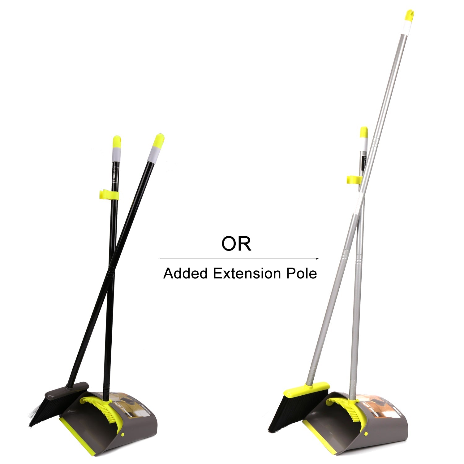 Broom and Dustpan＆Dust pan Set-Upright Broom and Dustpan Combo with Long Extendable Handle for Lobby Kitchen Room Floor Best Cleaning Supplies