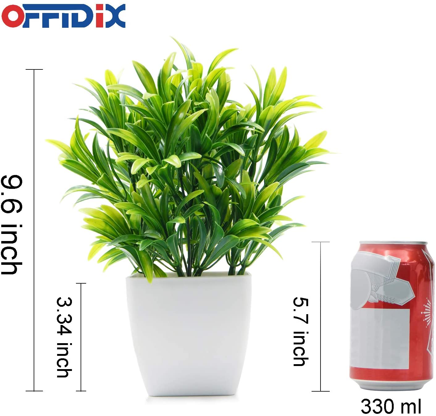 Faux Plants Mini Potted Plastic Fake Green Plant Artificial Plants Aloe with White Square Pots for Home Decor (White Square Plastic Pots)
