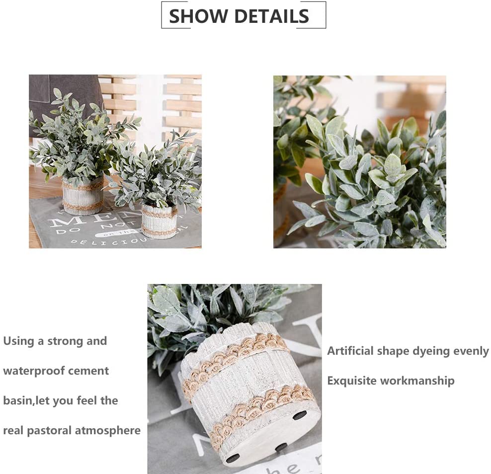 Artificial Plants Small Potted Plastic Fake Plants Green Rosemary Faux Greenery Topiary Shrubs Plant for Home Decor Office Desk Bathroom Farmhouse Tabletop Indoor House Decorations