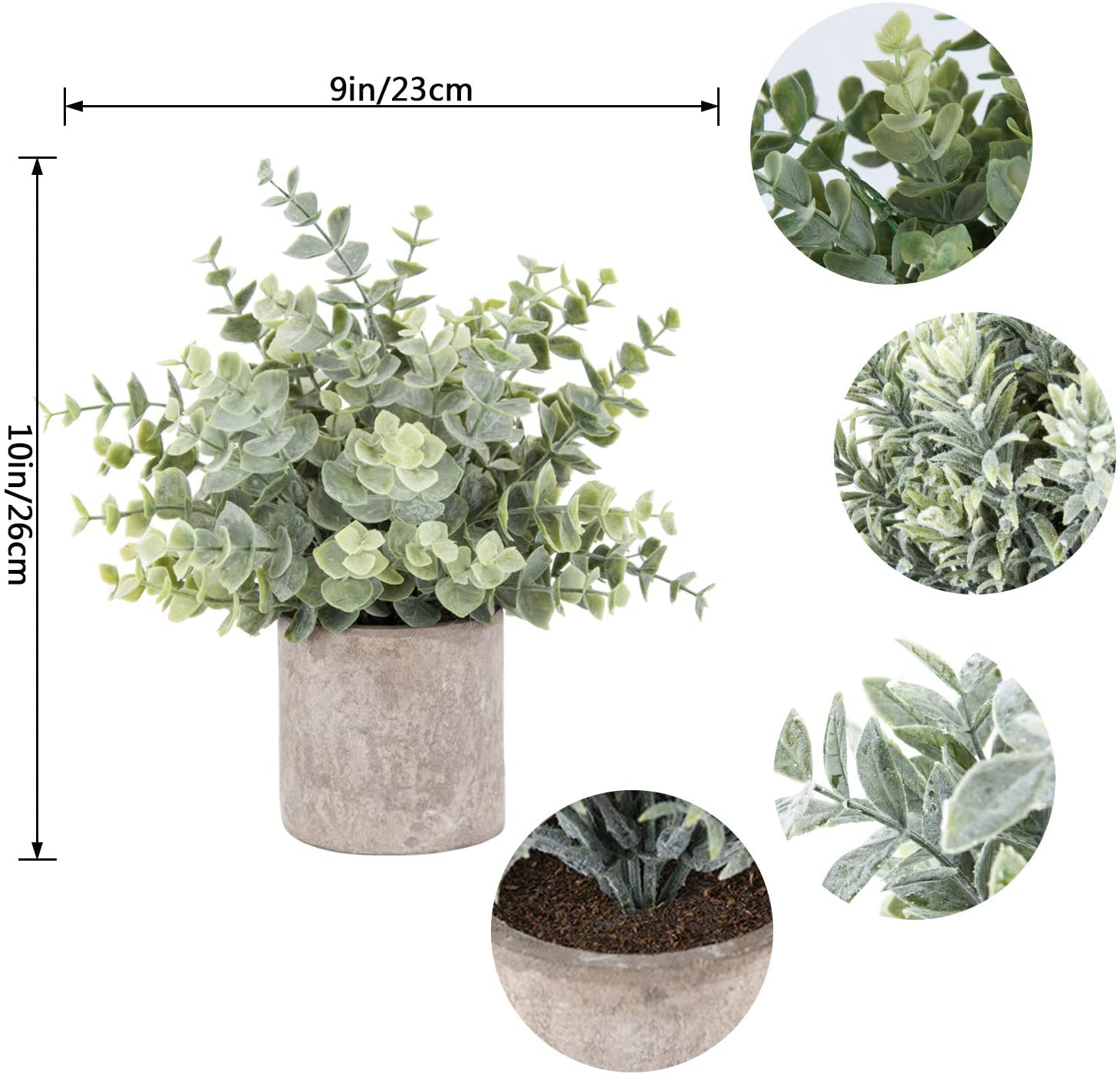 3 Pack Mini Potted Fake Plants Artificial Plastic Eucalyptus Plants for Home Office Desk Room Decoration