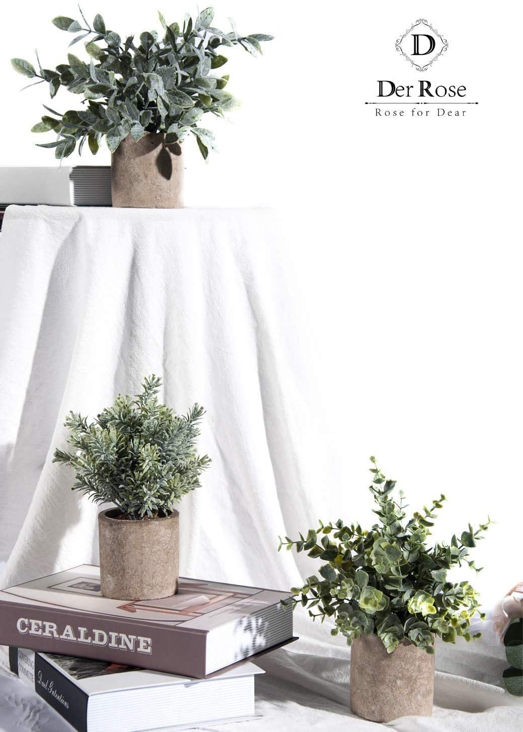 3 Pack Mini Potted Fake Plants Artificial Plastic Eucalyptus Plants for Home Office Desk Room Decoration