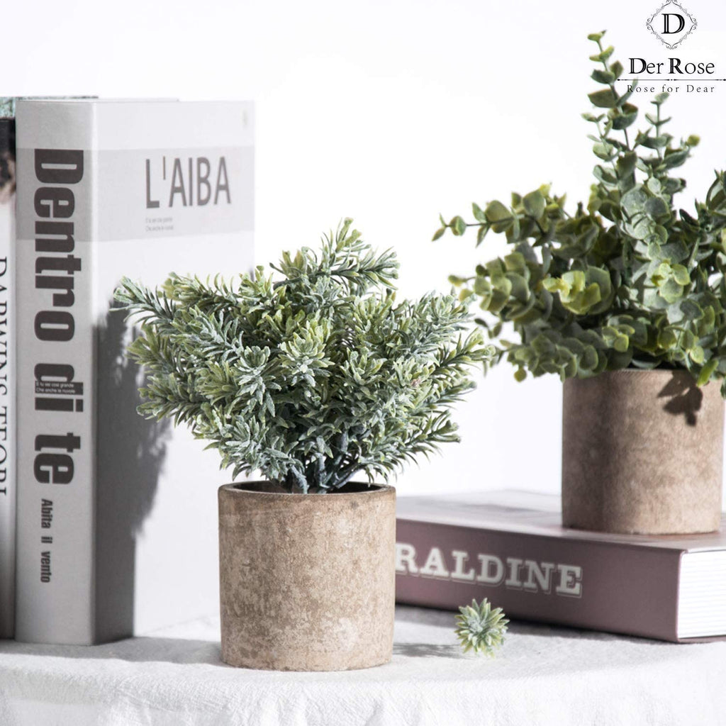 3 Pack Mini Potted Fake Plants Artificial Plastic Eucalyptus Plants for Home Office Desk Room Decoration