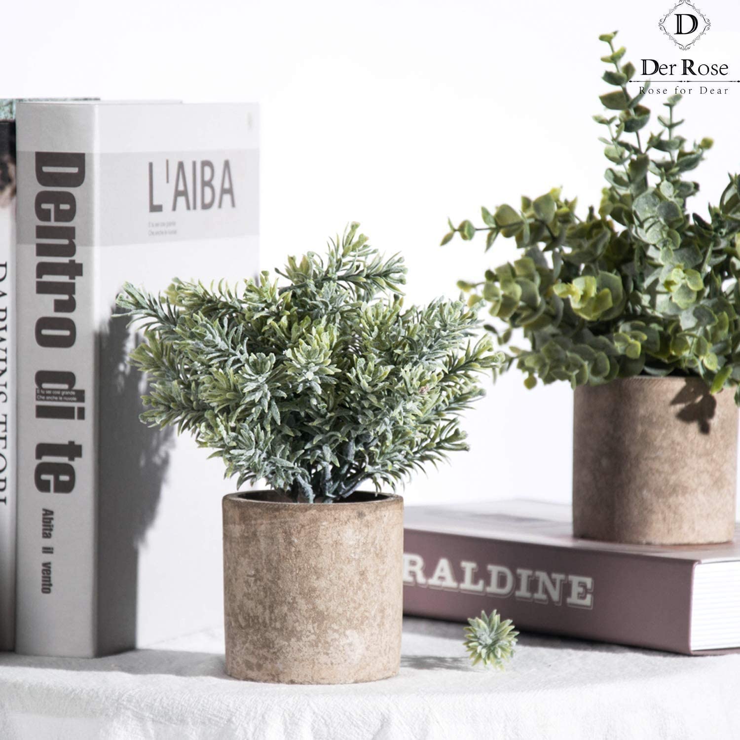 3 Pack Mini Potted Fake Plants Artificial Plastic Eucalyptus Plants for Home Office Desk Room Decoration