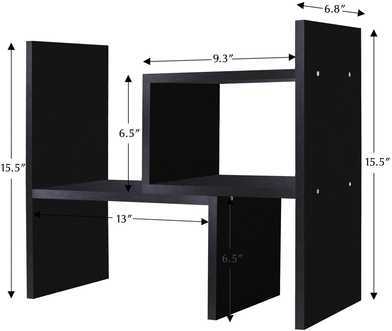 Desktop Organizer Office Storage Rack Adjustable Wood Display Shelf | Birthday Gifts - Toy - Home Decor | - Free Style Rotation Display - True Natural Stand Shelf Black