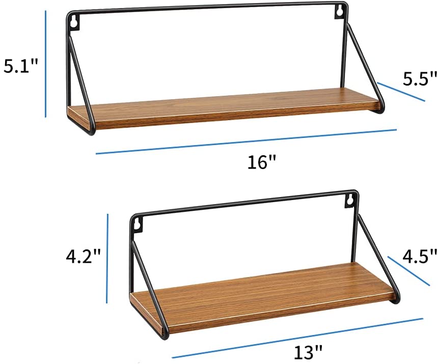 Floating Shelves Rustic Floating Shelves for Wall Bathroom Bedroom Kitchen Wall Mounted Wood Shelves Set of 2