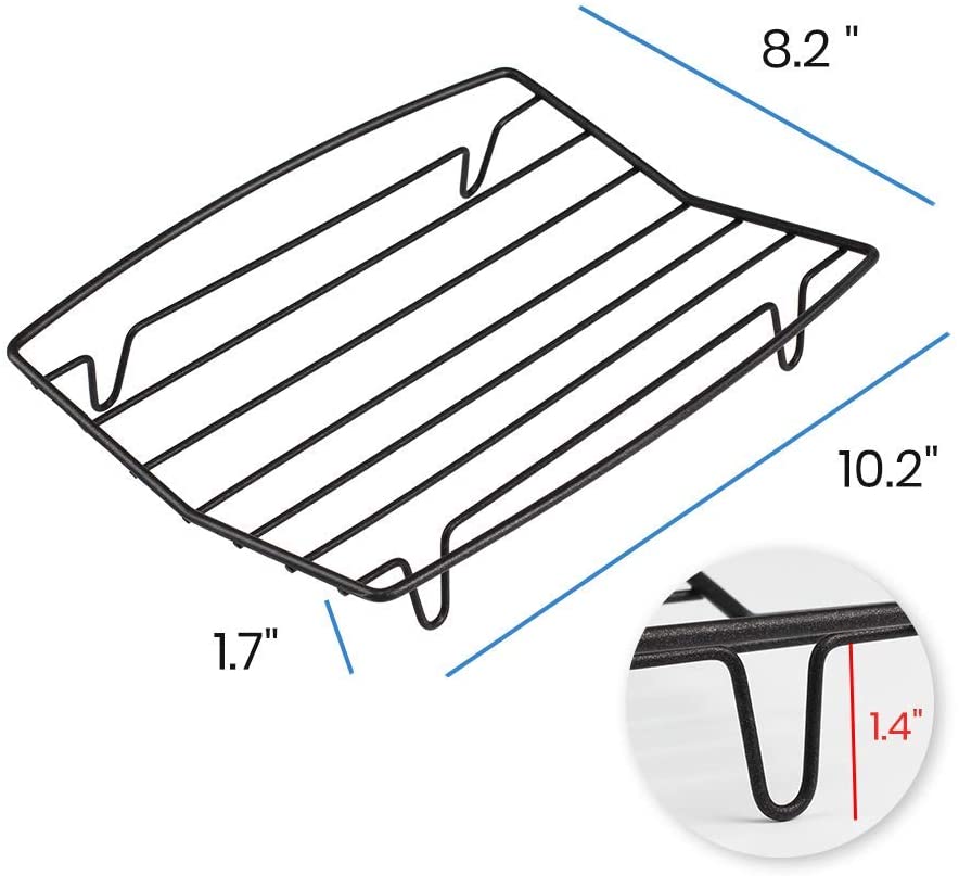 TreeLen Roasting Rack for Roasting Pan,Baking Rack for Cooking, Roasting, Cooling and Grilling,V Shape Non-Stick Wire Rack,10×8 inches Black