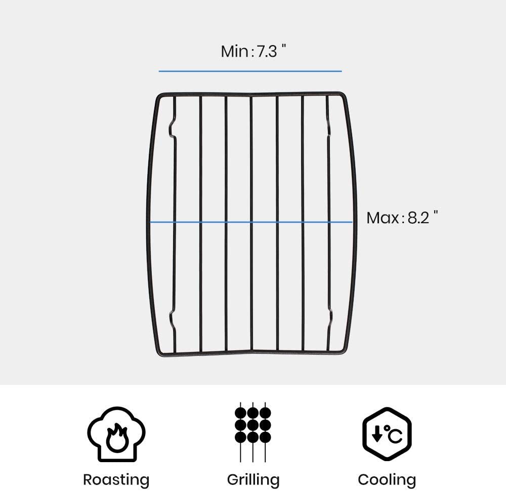 TreeLen Roasting Rack for Roasting Pan,Baking Rack for Cooking, Roasting, Cooling and Grilling,V Shape Non-Stick Wire Rack,10×8 inches Black