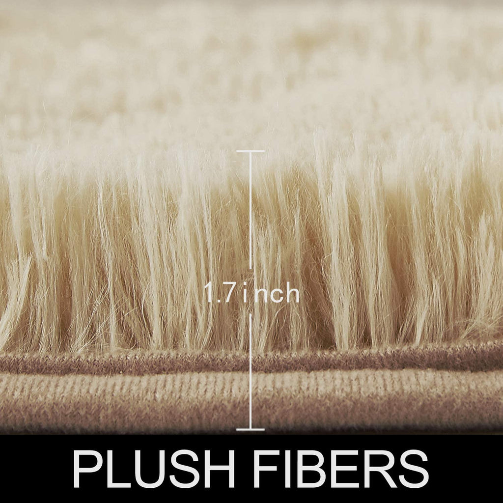 Beige Round Rug for Bedroom,Fluffy Circle Rug for Kids Room,Furry Carpet for Teen's Room,Shaggy Circular Rug for Nursery Room