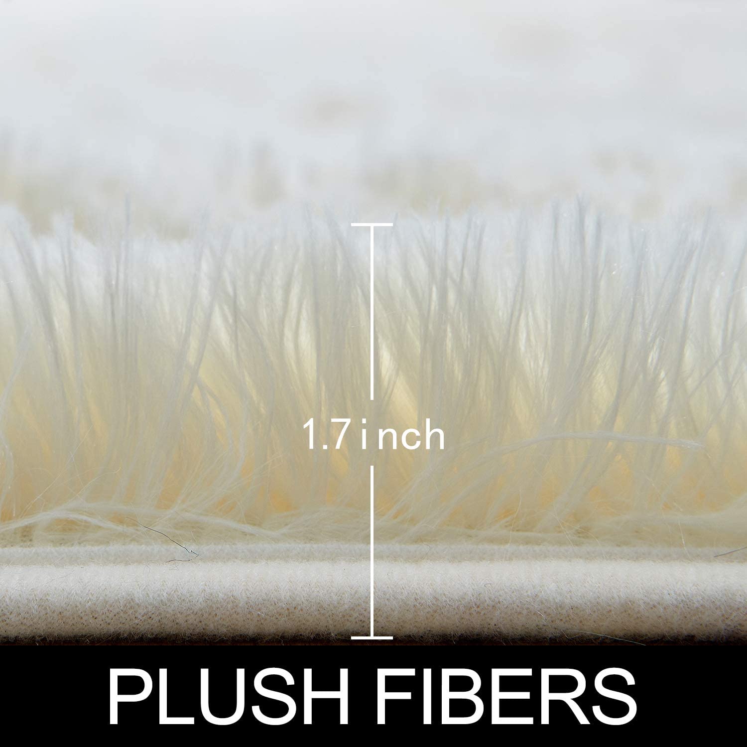 Ivory Round Rug for Bedroom,Fluffy Circle Rug for Kids Room,Furry Carpet for Teen's Room,Shaggy Circular Rug for Nursery Room