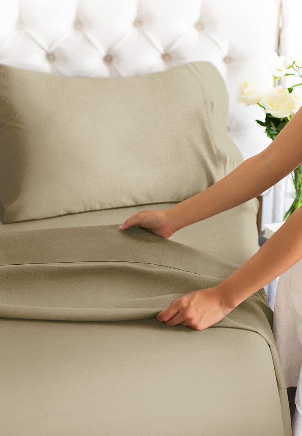 3 Piece - College Dorm Room Bed Sheets - Hotel Luxury Bed Sheets - Extra Soft Sheets - Deep Pockets - Easy Fit - Breathable & Cooling Sheets – Bed Sheets Beige