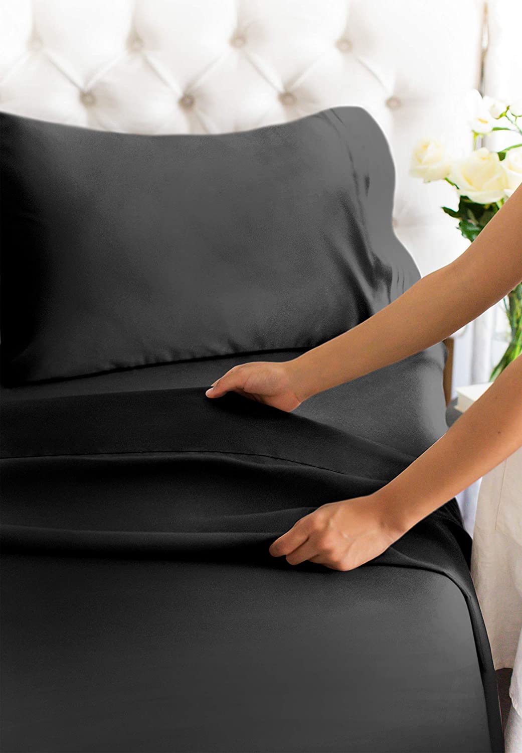 3 Piece - College Dorm Room Bed Sheets - Hotel Luxury Bed Sheets - Extra Soft Sheets - Deep Pockets - Easy Fit - Breathable & Cooling Sheets – Bed Sheets  Black