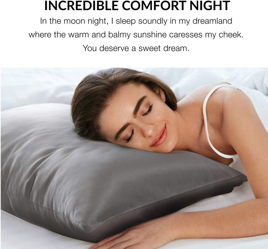 Satin Pillowcase for Hair and Skin, 2-Pack Pillow Cases - Satin Pillow Covers with Envelope Closure, Dark Grey