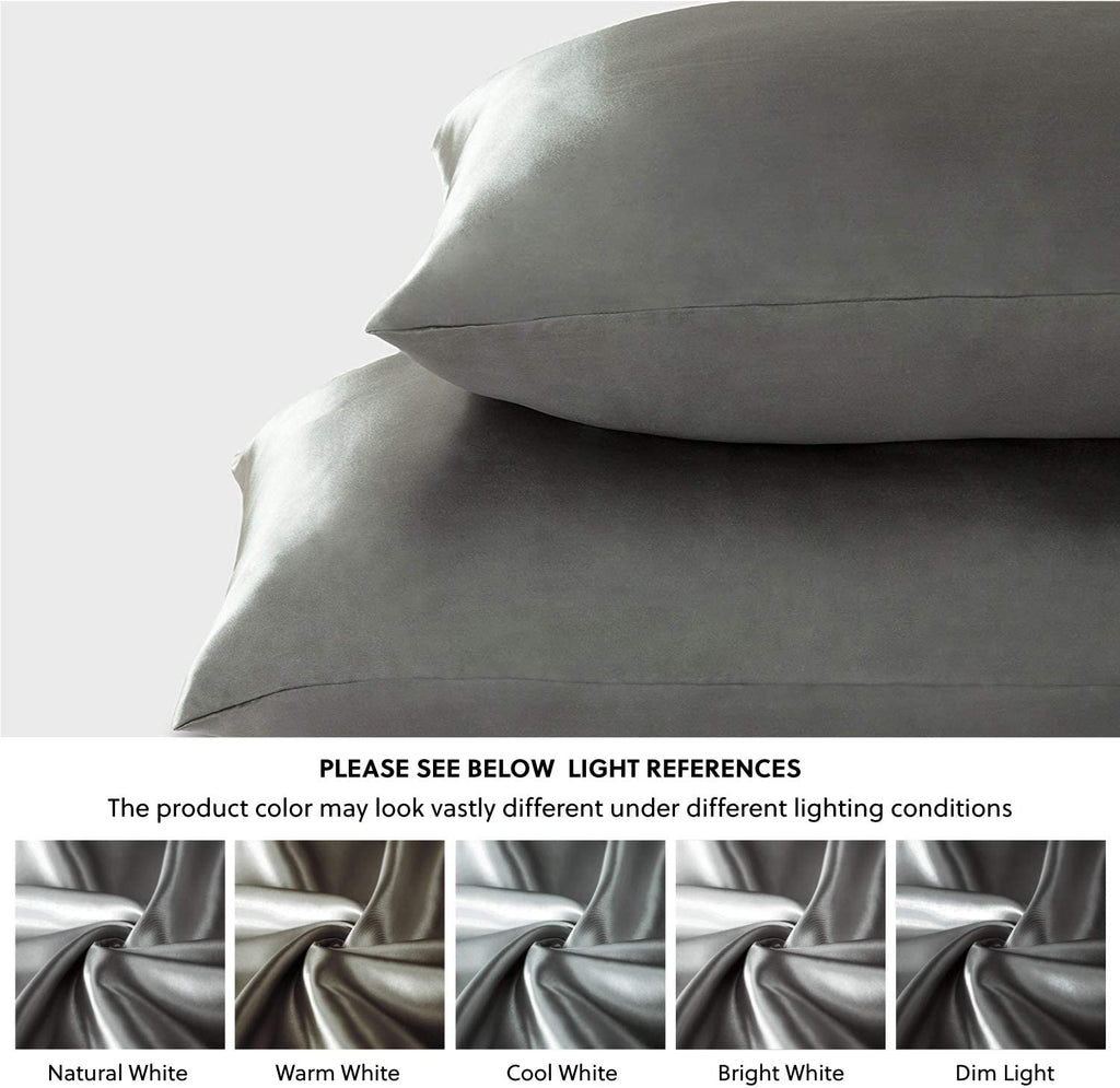 Satin Pillowcase for Hair and Skin, 2-Pack Pillow Cases - Satin Pillow Covers with Envelope Closure, Dark Grey